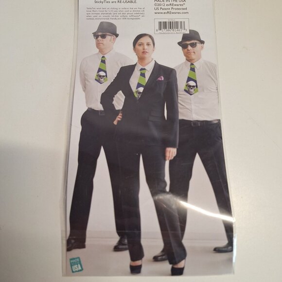 Big Guy Sticky Ties Reusable Wearable Fabric Sticker Skull Design By EvREwares - Picture 3 of 5